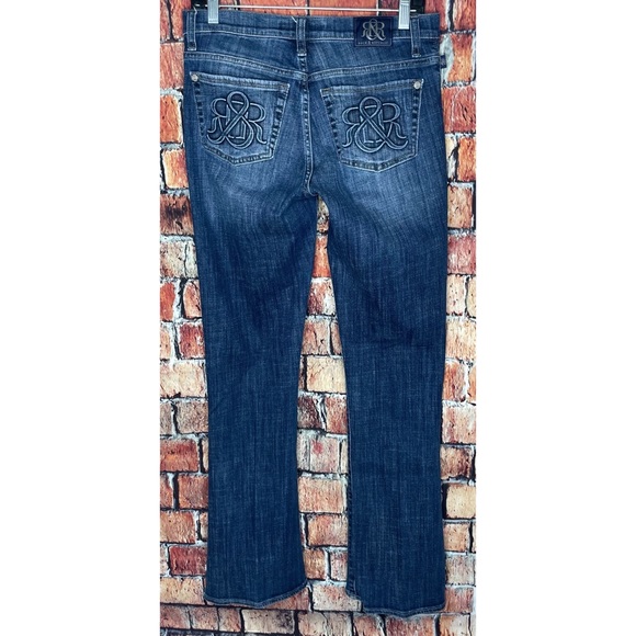 Rock & Republic Jeans 10 Women Med Wash Kasandra Straight Leg Stretch Blue Denim - Picture 2 of 4